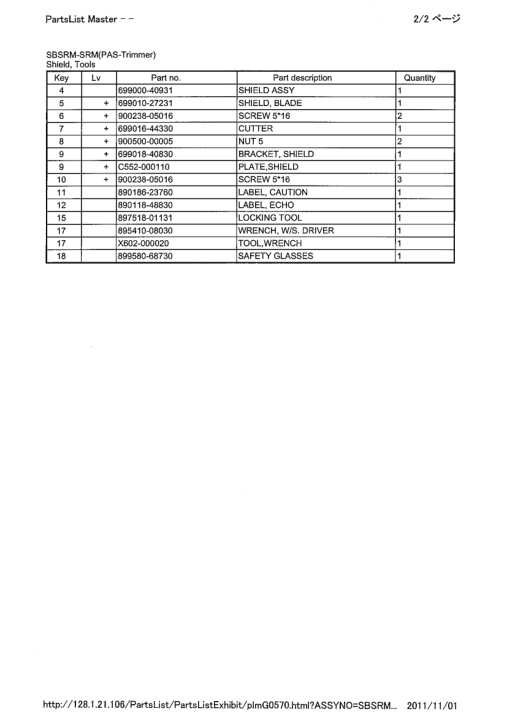 Echo PAS IPL / Parts List source page 5