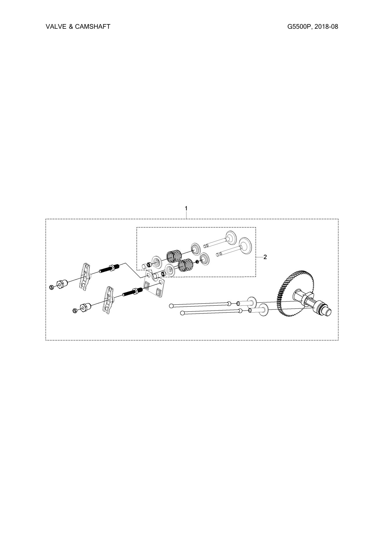 Husqvarna G5500P Valve & Camshaft diagram
