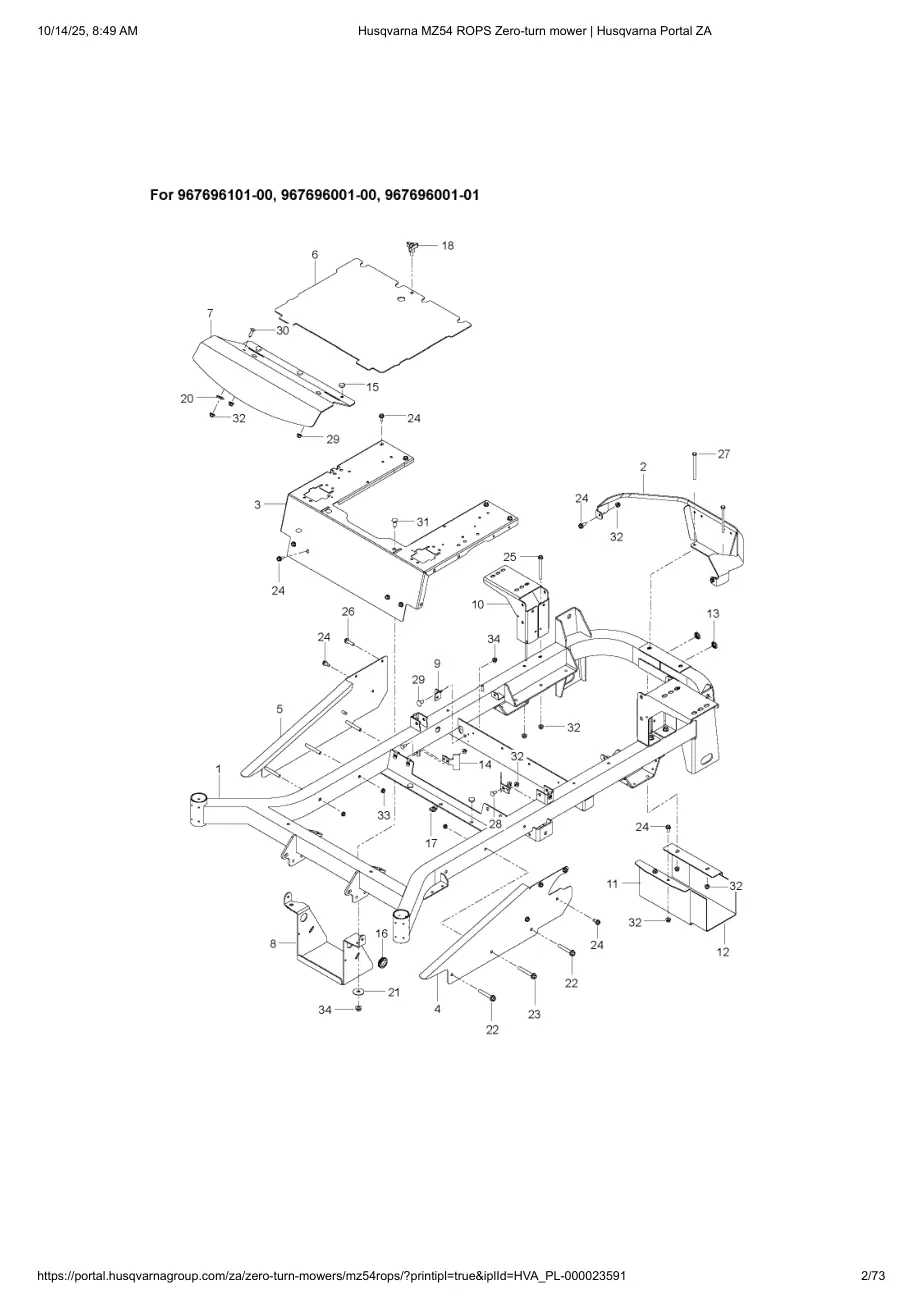 Husqvarna MZ54 ROPS Zero turn mower Portal ZA IPL page 2