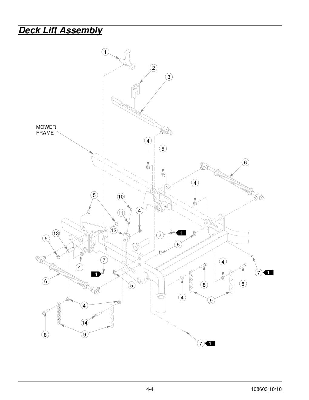 Hustler Super Z Parts Manual - 108603 - Deck Lift Assembly diagram