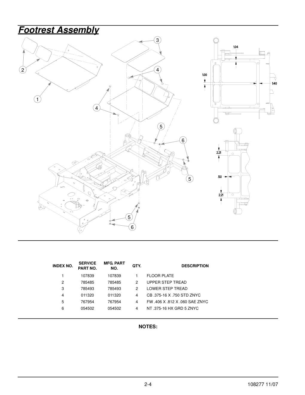67062-2097 Parts Manual - 108277 - Footrest Assembly diagram