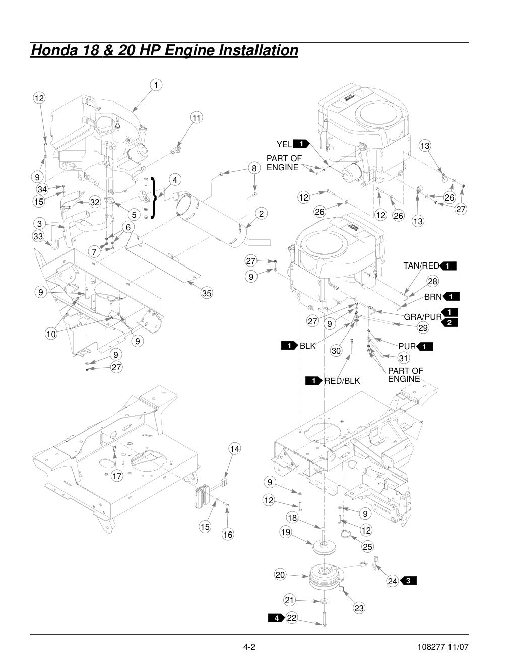 67062-2097 Parts Manual - 108277 - Honda 18 & 20 HP Engine Installation diagram