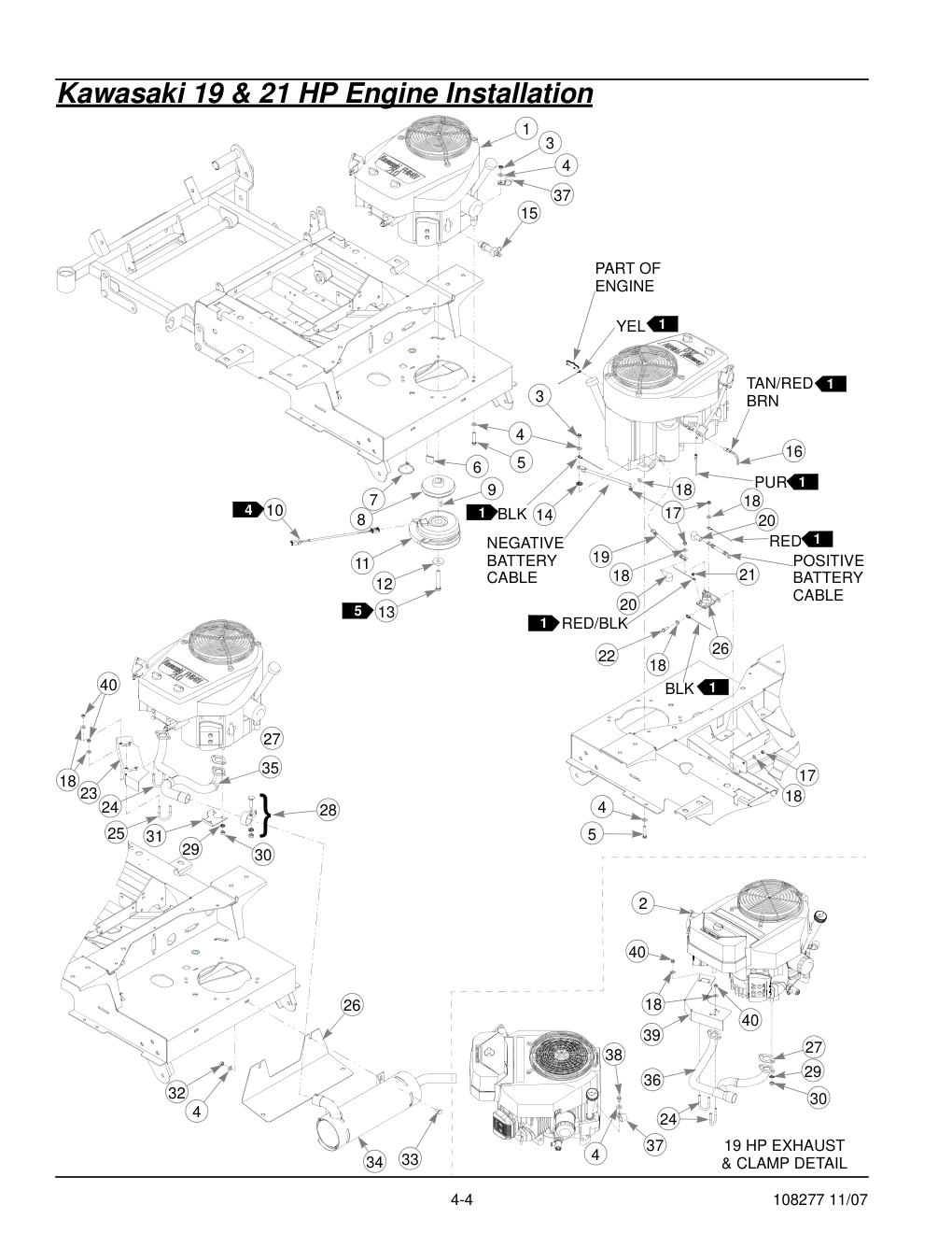 67062-2097 Parts Manual - 108277 - Kawasaki 19 & 21 HP Engine Installation diagram