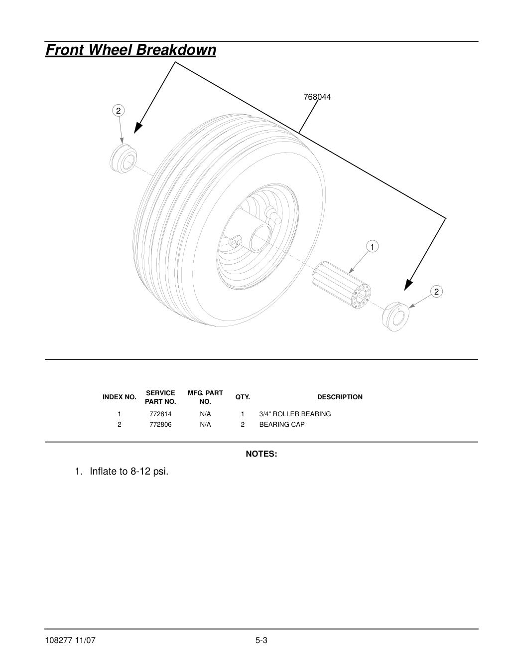 67062-2097 Parts Manual - 108277 - Front Wheel Breakdown diagram