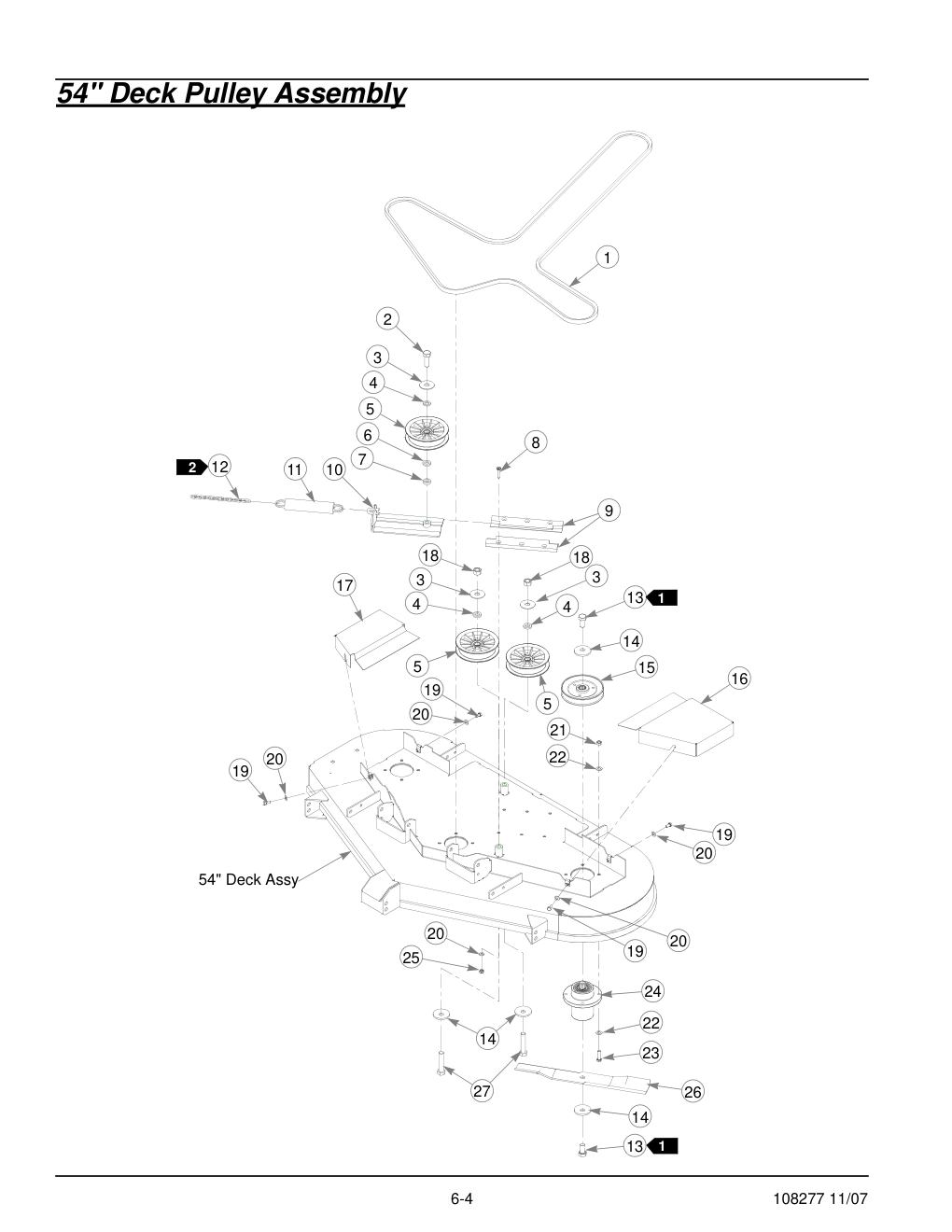 67062-2097 Parts Manual - 108277 - 54" Deck Pulley Assembly diagram