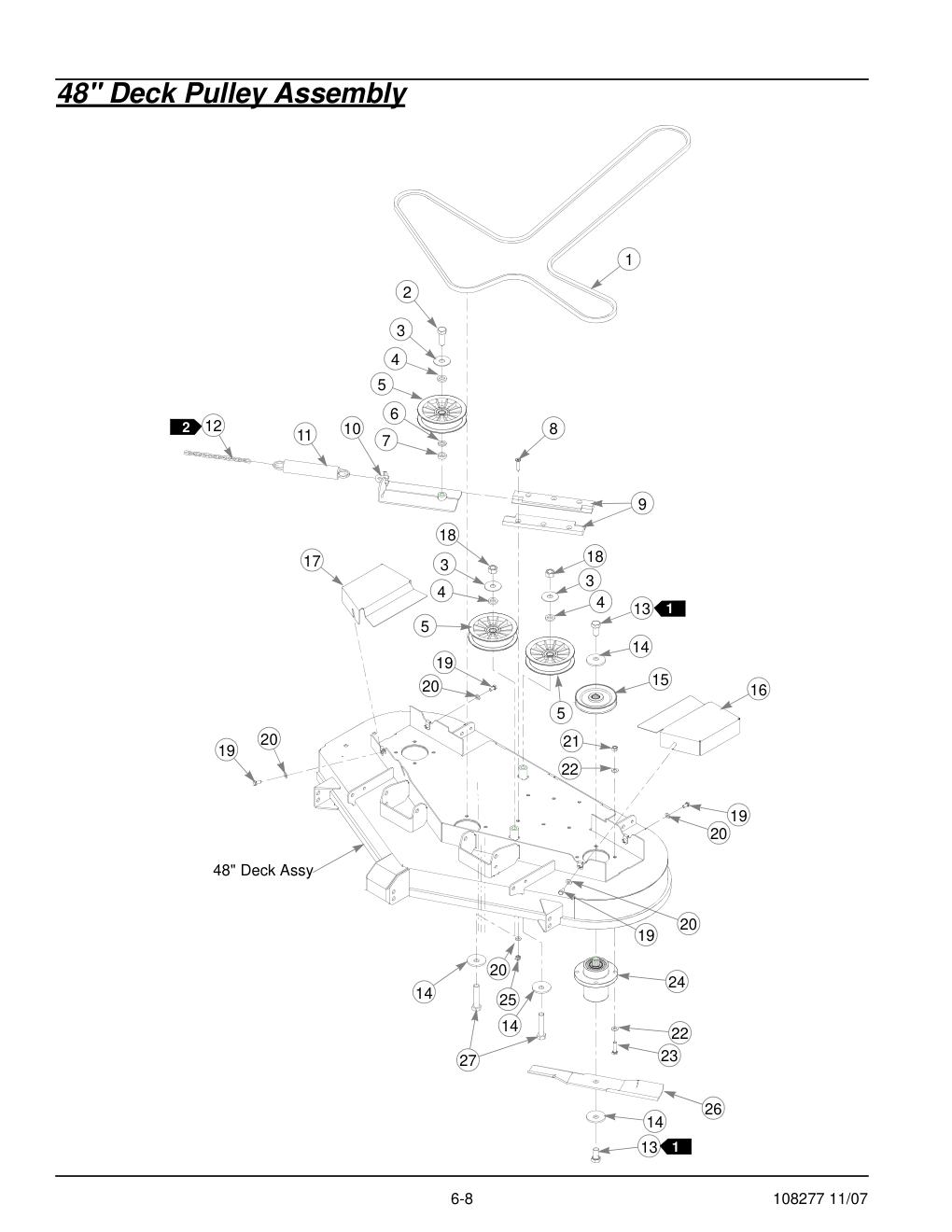 67062-2097 Parts Manual - 108277 - 48" Deck Pulley Assembly diagram