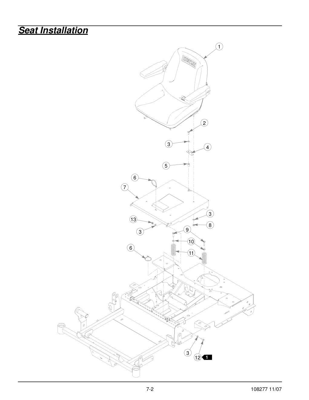 67062-2097 Parts Manual - 108277 - Seat Installation diagram