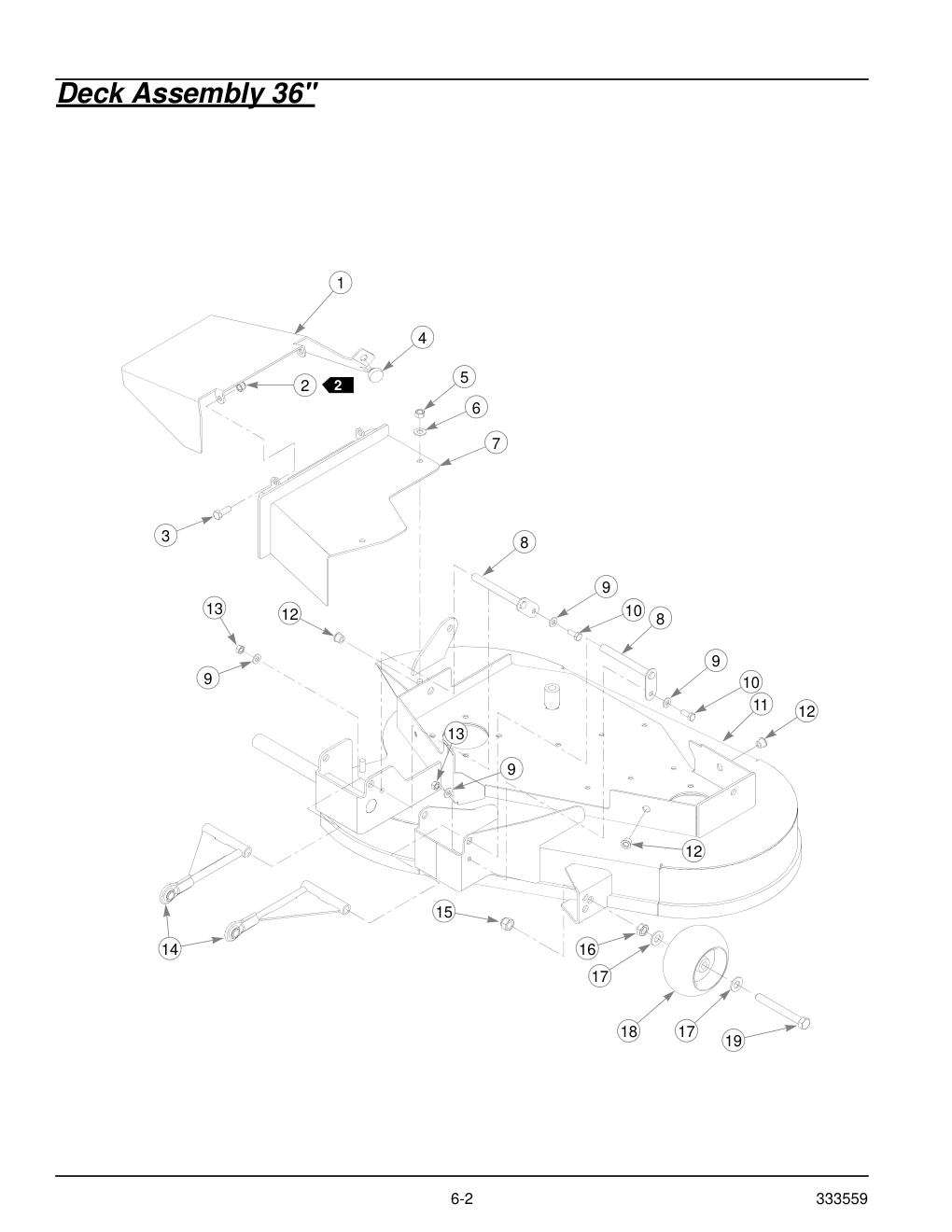 36" & 42" Decks Parts Manual - 333559 - Deck Assembly 36" diagram
