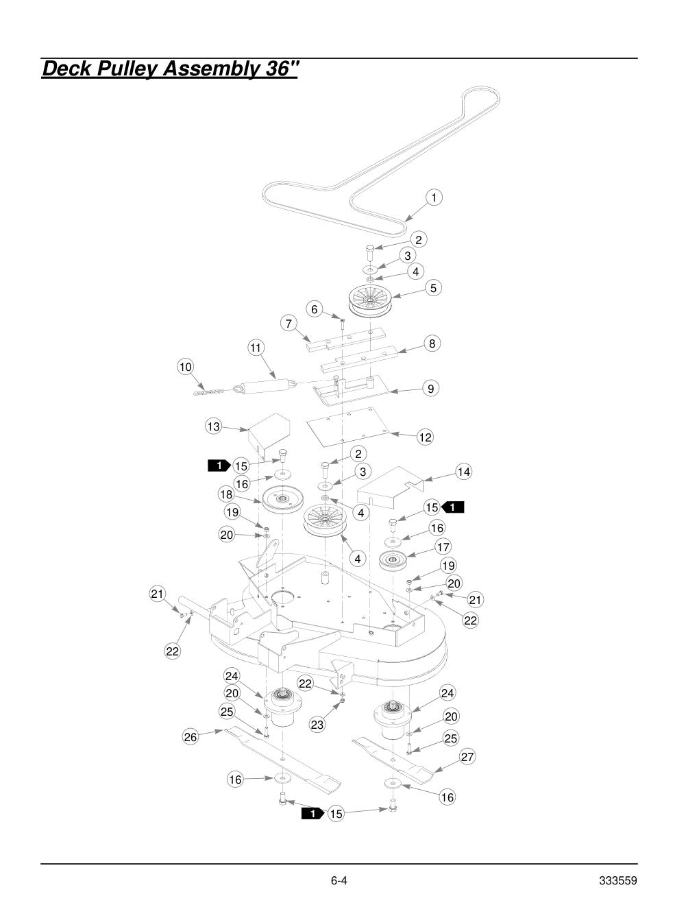 36" & 42" Decks Parts Manual - 333559 - Deck Pulley Assembly 36" diagram