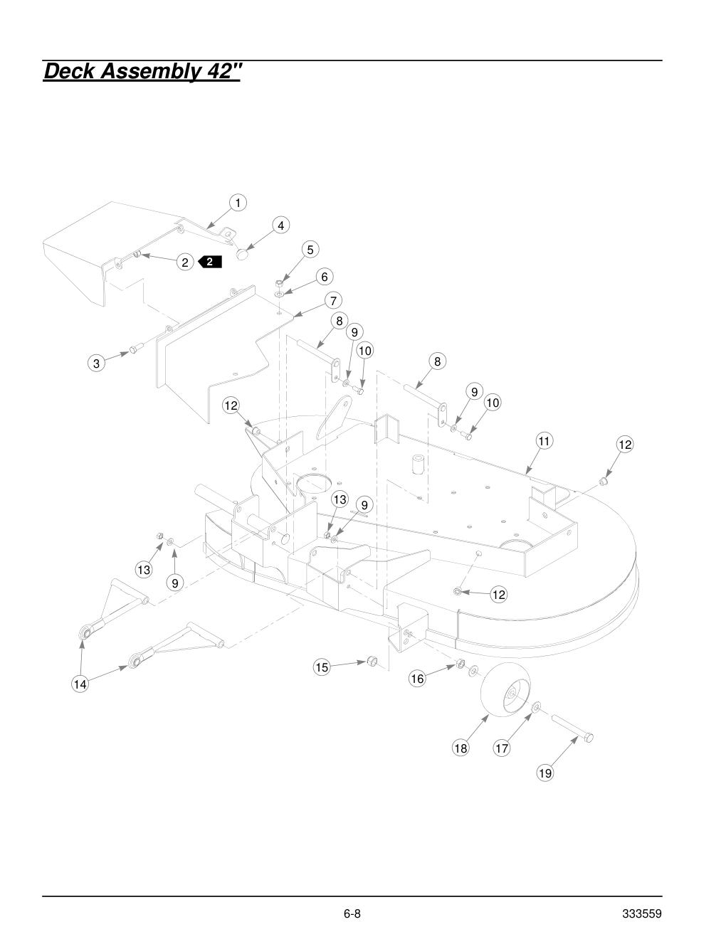 36" & 42" Decks Parts Manual - 333559 - Deck Assembly 42" diagram