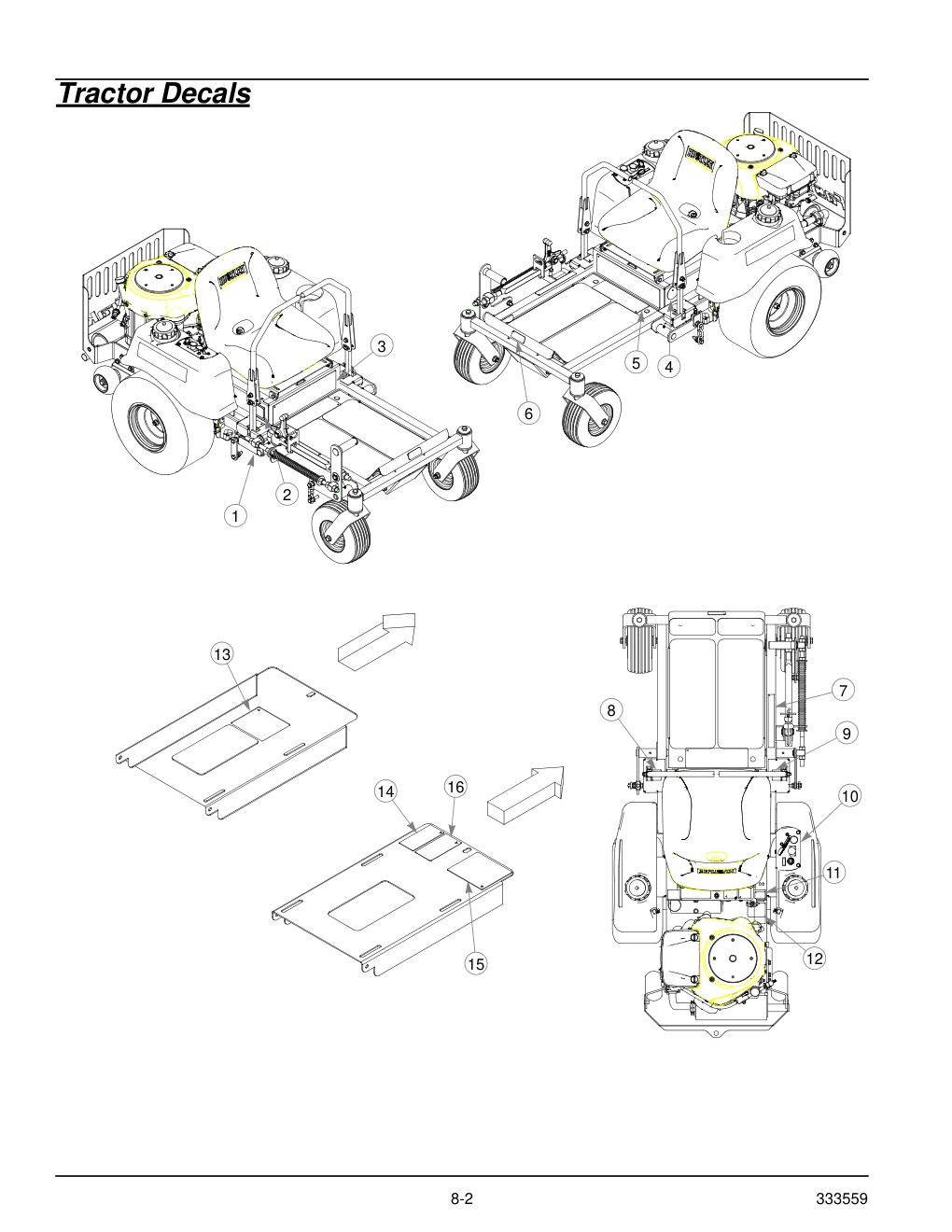 36" & 42" Decks Parts Manual - 333559 - Tractor Decals diagram