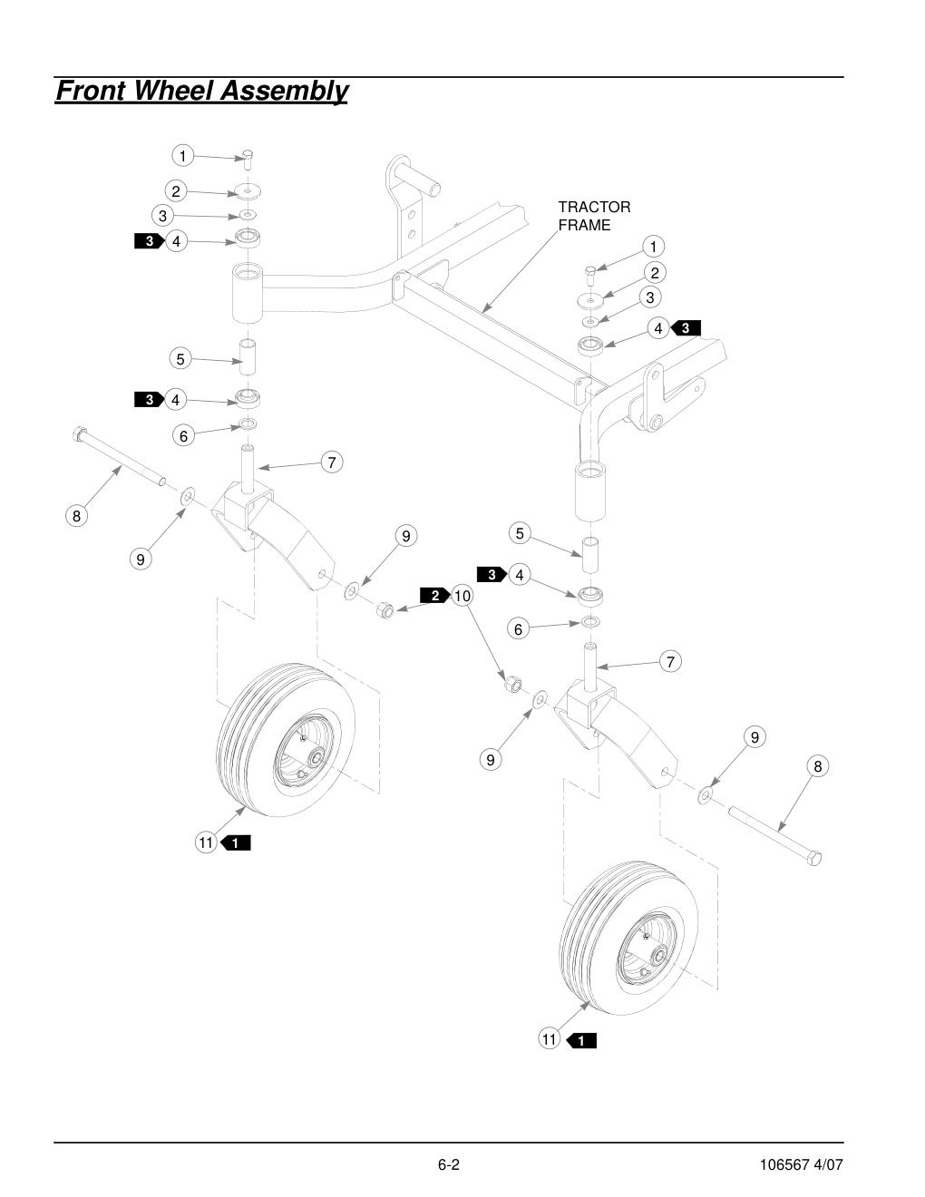 Hustler Z XR7 Parts Manual - 106567 - Front Wheel Assembly diagram