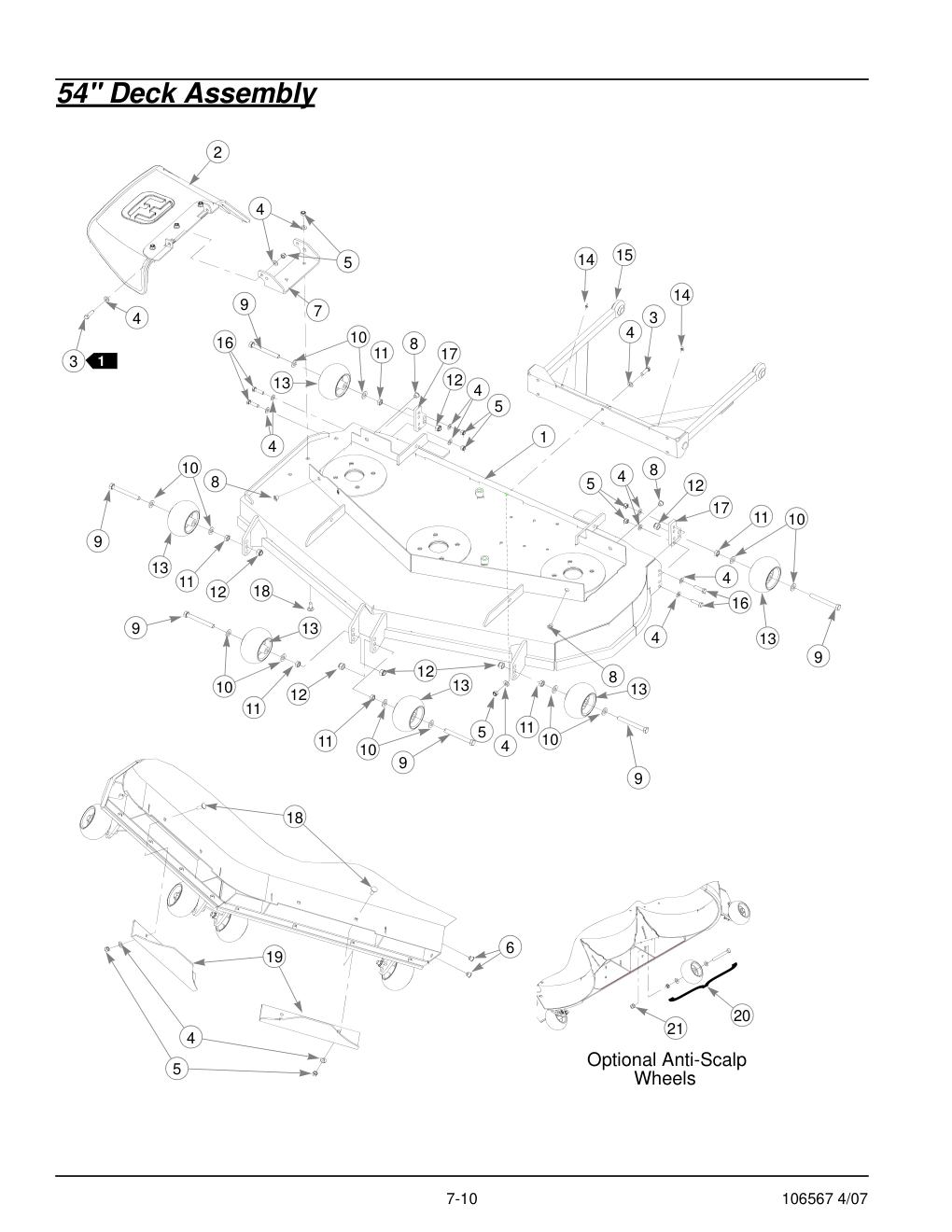 Hustler Z XR7 Parts Manual - 106567 - 54" Deck Assembly diagram