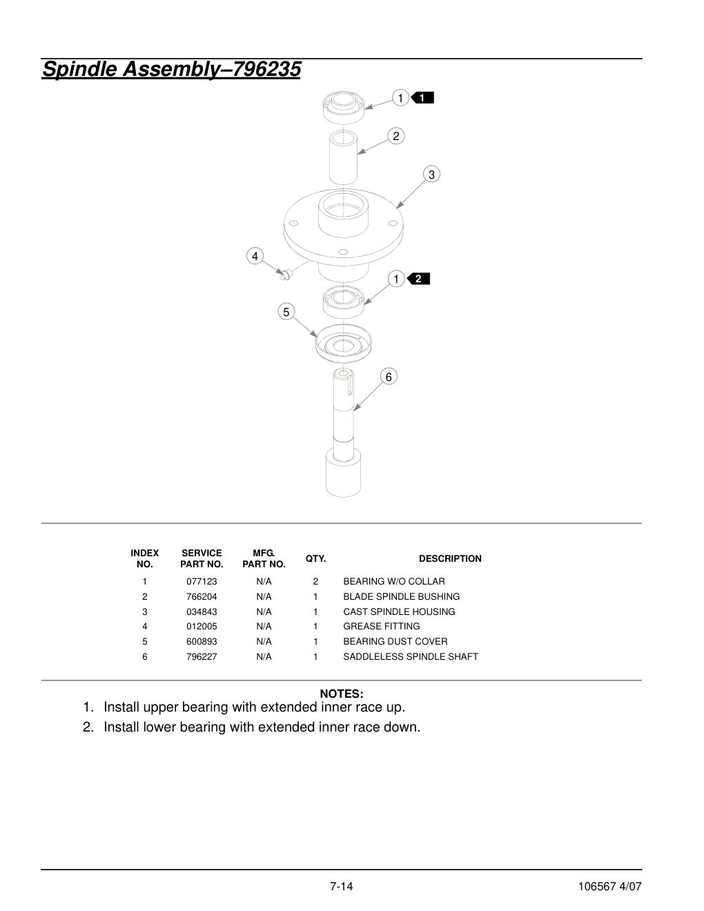 Hustler Z XR7 Parts Manual - 106567 - Spindle Assembly-796235 diagram