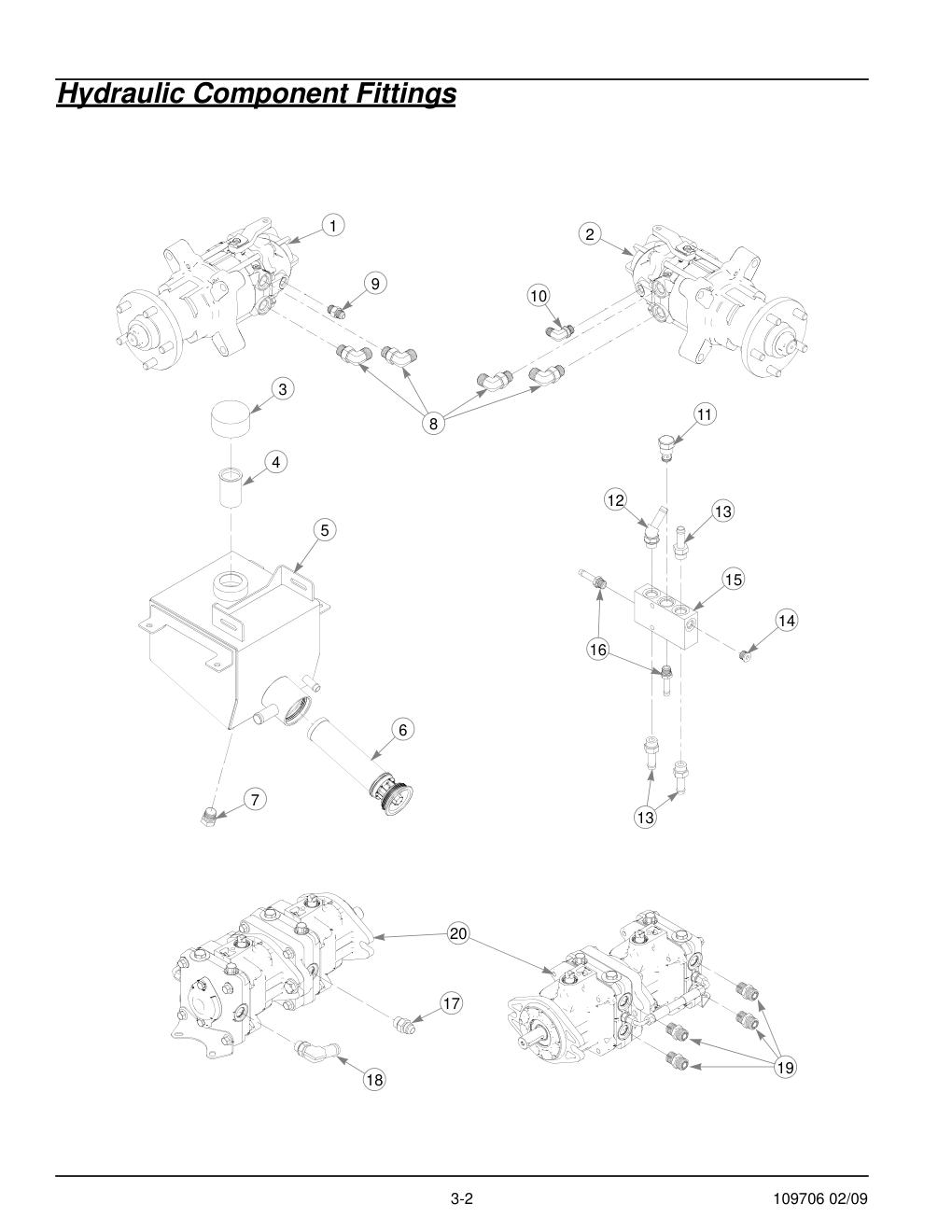 Hustler Diesel Z Parts Manual - 109706 - Hydraulic Component Fittings diagram