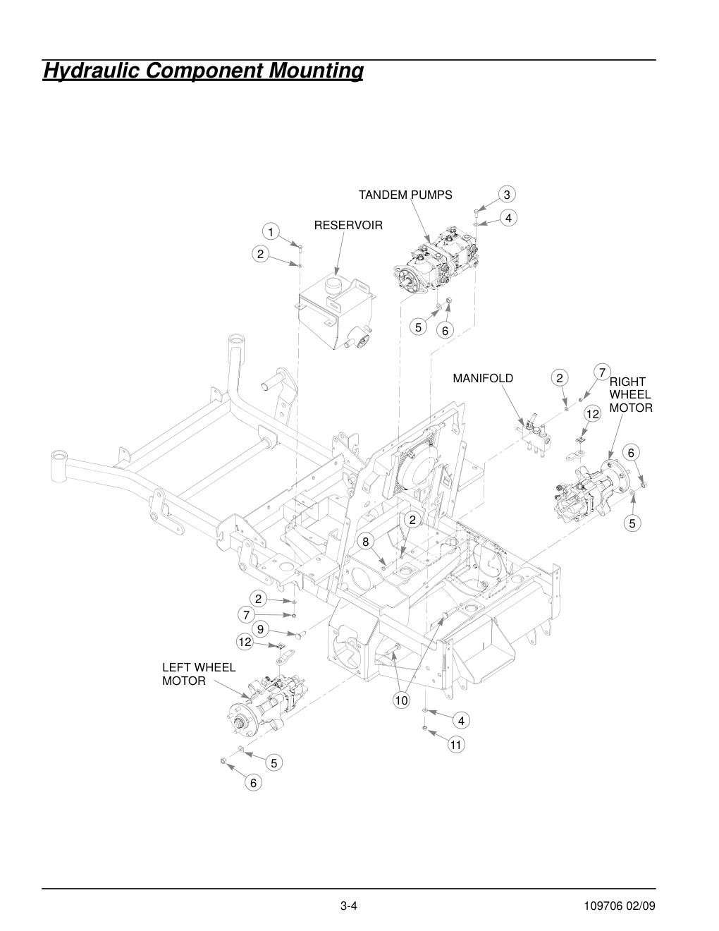 Hustler Diesel Z Parts Manual - 109706 - Hydraulic Component Mounting diagram