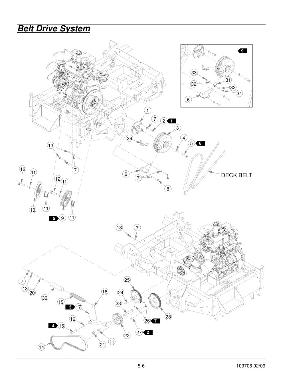 Hustler Diesel Z Parts Manual - 109706 - Belt Drive System diagram