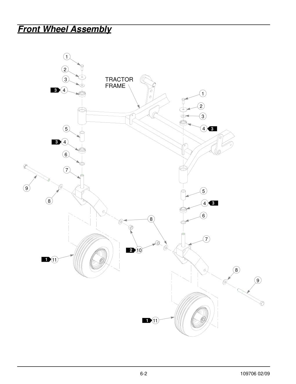 Hustler Diesel Z Parts Manual - 109706 - Front Wheel Assembly diagram