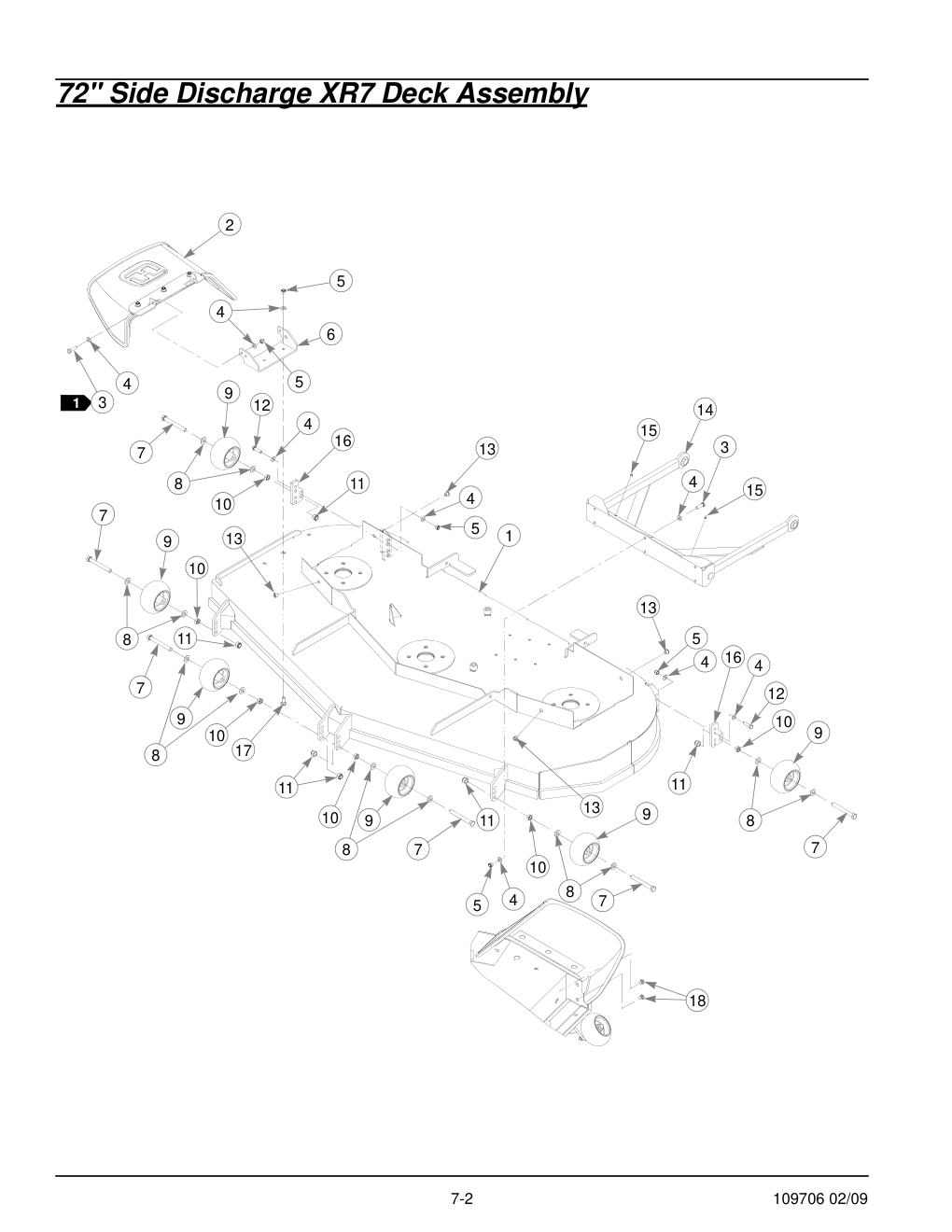 Hustler Diesel Z Parts Manual - 109706 - 72" Side Discharge XR7 Deck Assembly diagram