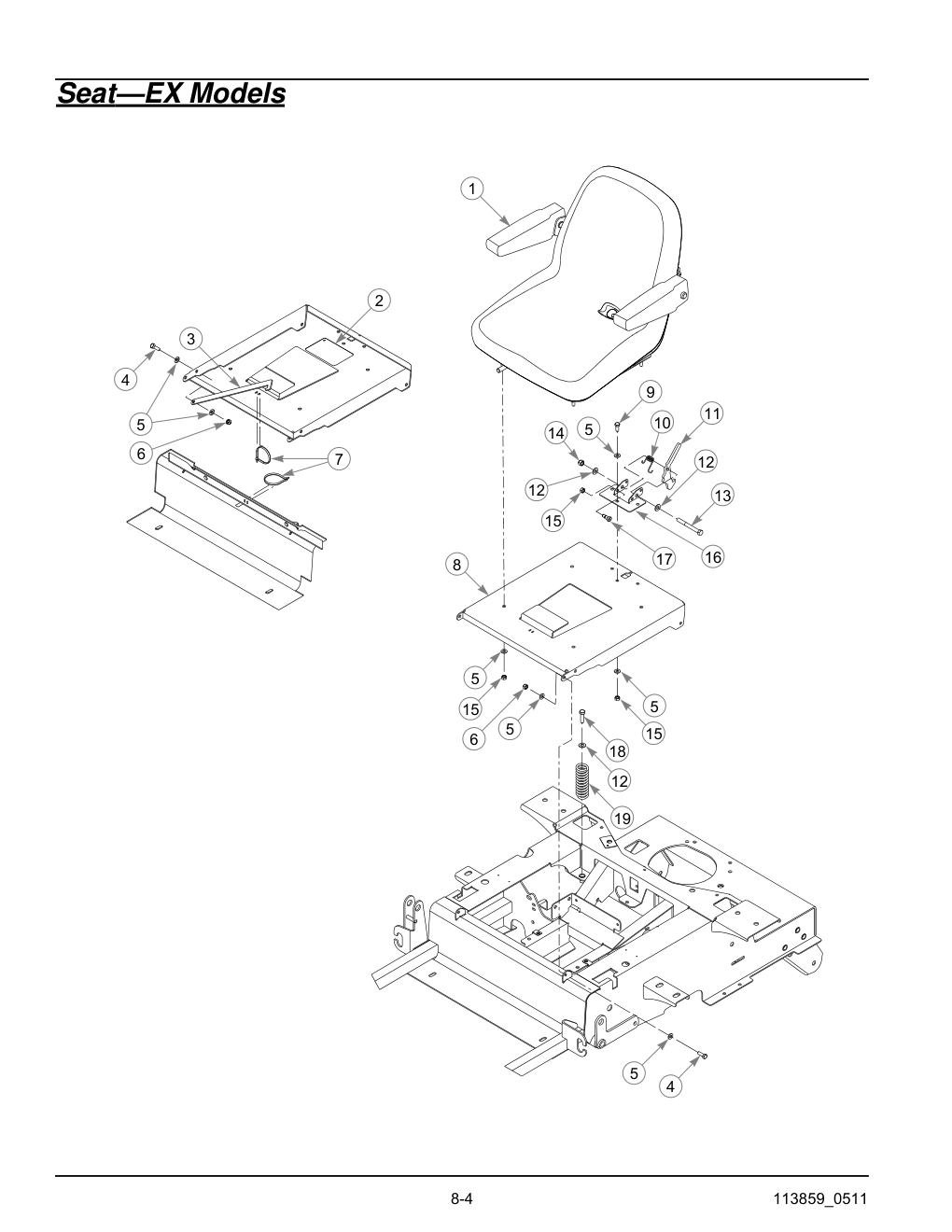 not reflected in this parts manual, see your Hustler dealer - 786061 - Seat diagram