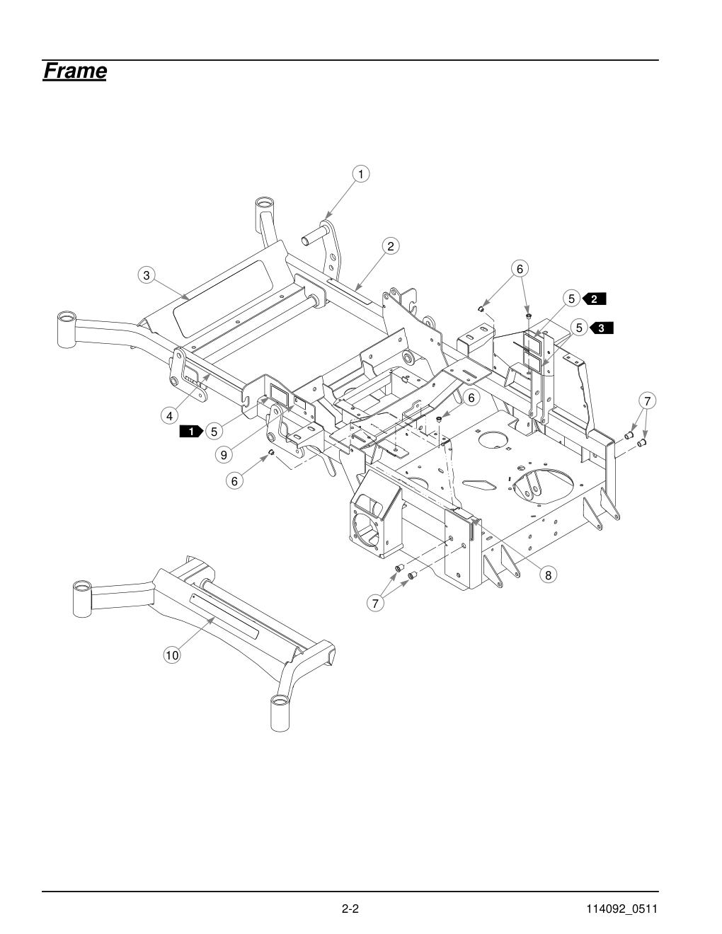 Hustler Super Z Parts Manual - 929927 - Frame diagram