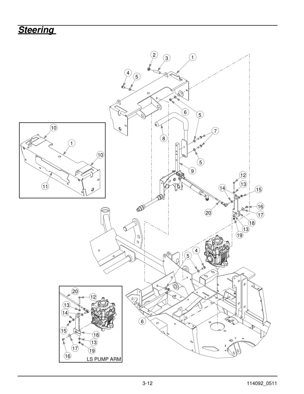 Hustler Super Z Parts Manual - 929927 - Steering diagram