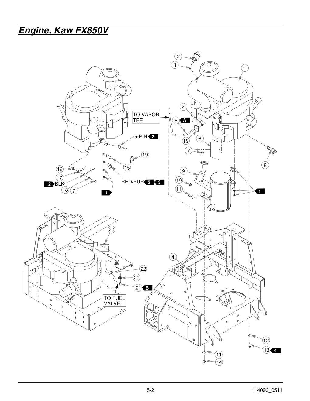 Hustler Super Z Parts Manual - 929927 - Engine, Kaw FX850V diagram