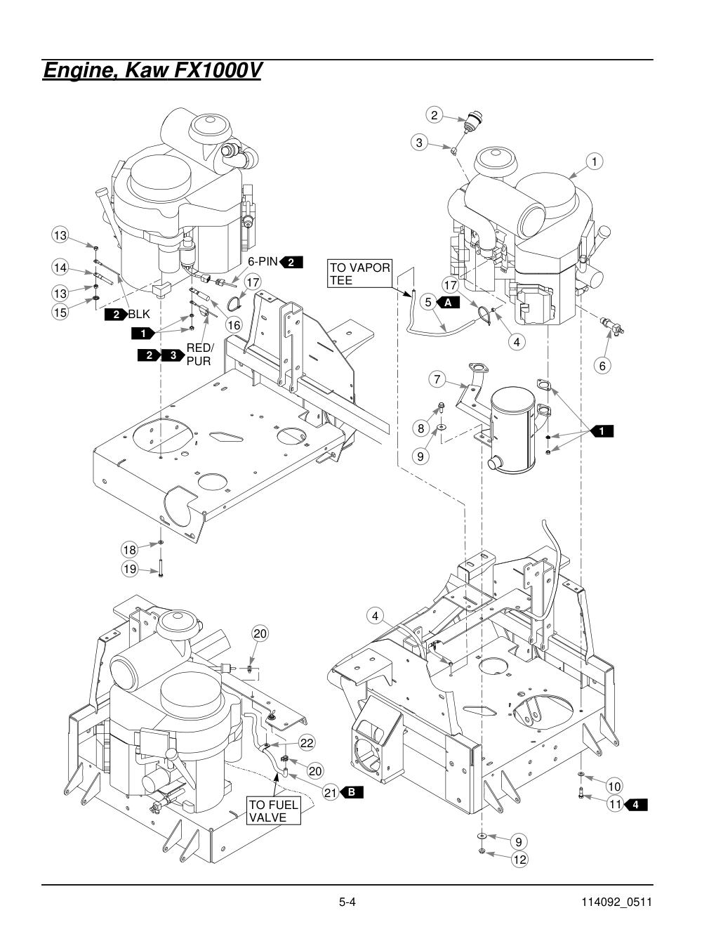 Hustler Super Z Parts Manual - 929927 - Engine, Kaw FX1000V diagram