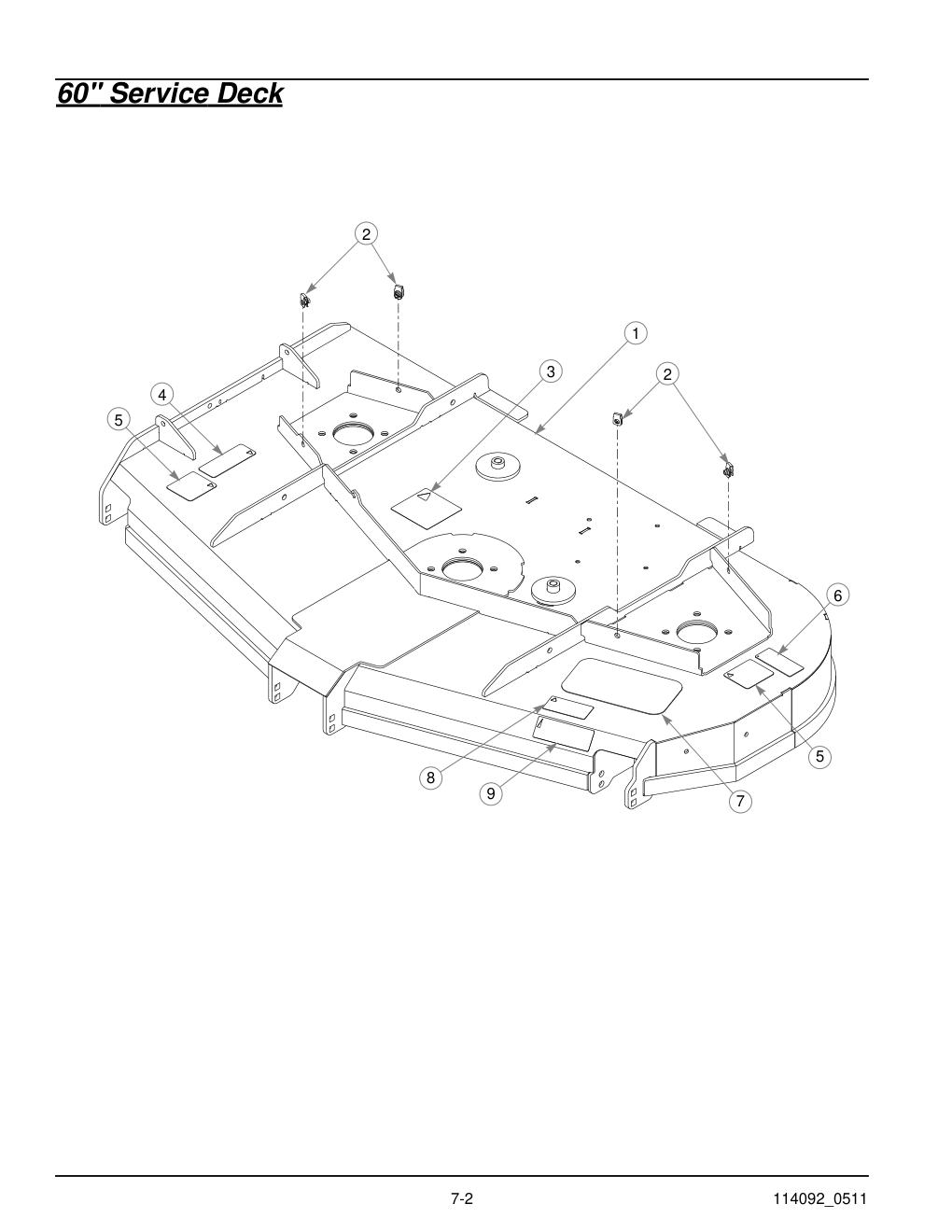 Hustler Super Z Parts Manual - 929927 - 60" Service Deck diagram