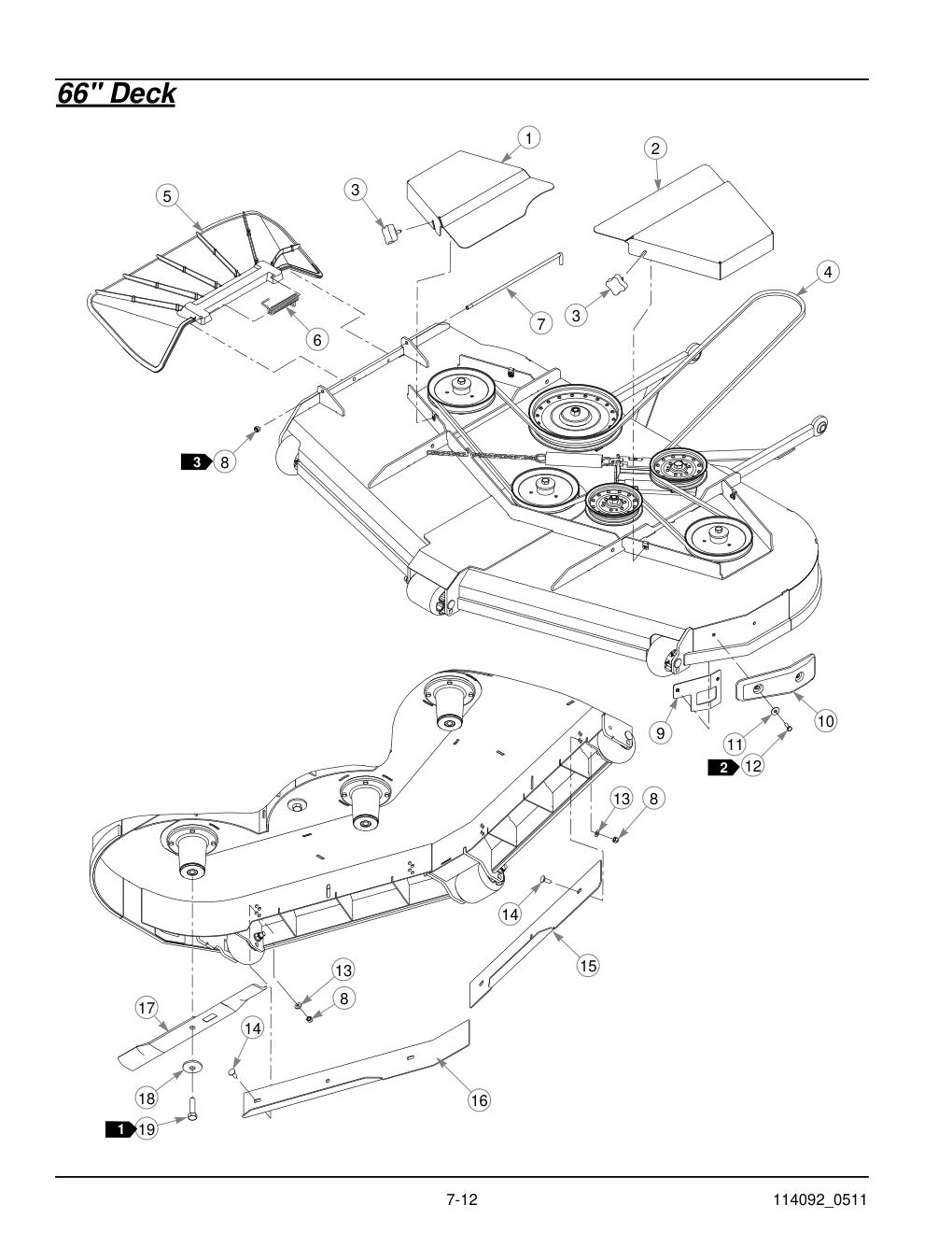 Hustler Super Z Parts Manual - 929927 - 66" Deck diagram