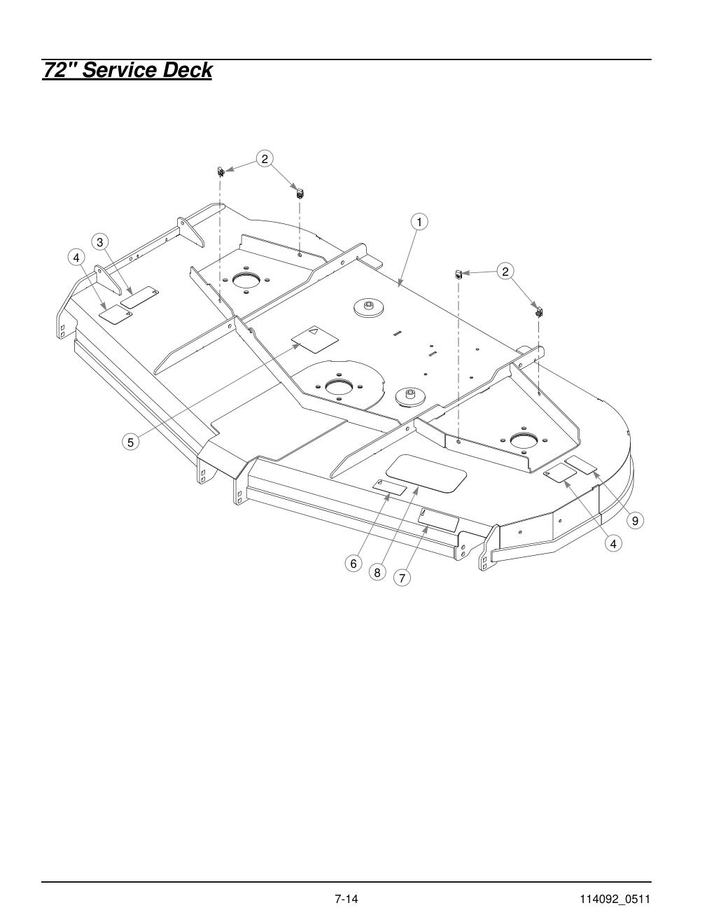 Hustler Super Z Parts Manual - 929927 - 72" Service Deck diagram