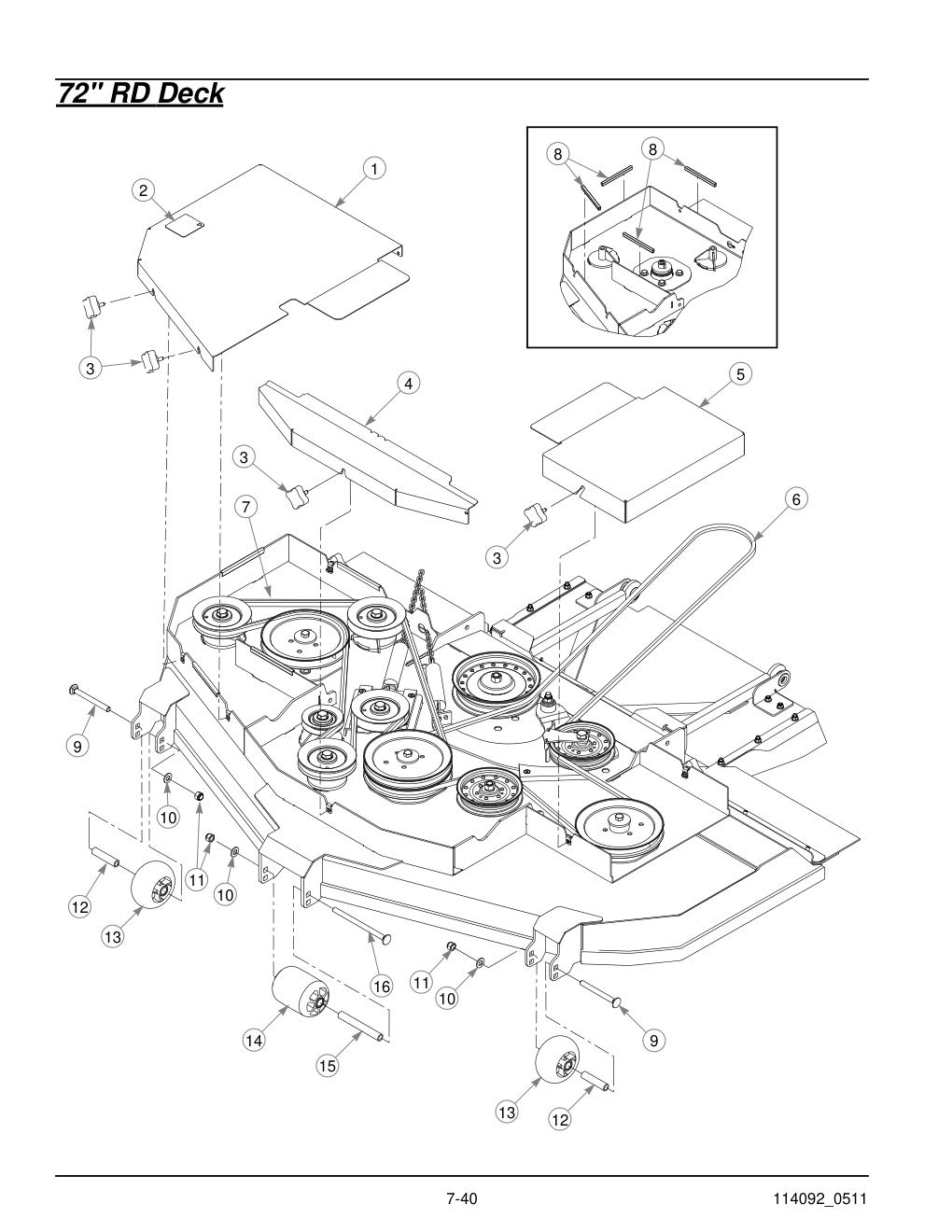 Hustler Super Z Parts Manual - 929927 - 72" RD Deck diagram