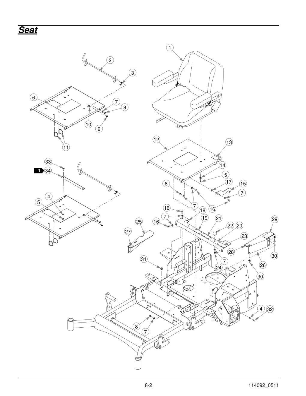 Hustler Super Z Parts Manual - 929927 - Seat diagram