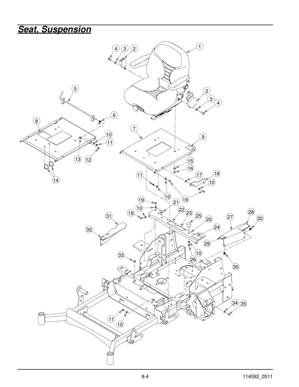 Hustler Super Z Parts Manual - 929927 - Seat, Suspension diagram