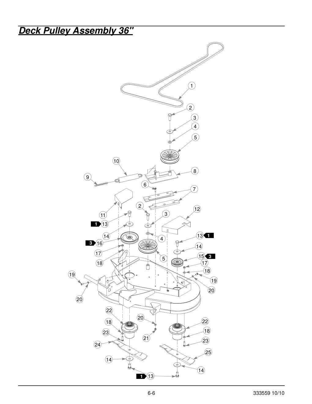 36" & 42" Decks Parts Manual - 333559 - Deck Pulley Assembly 36" diagram