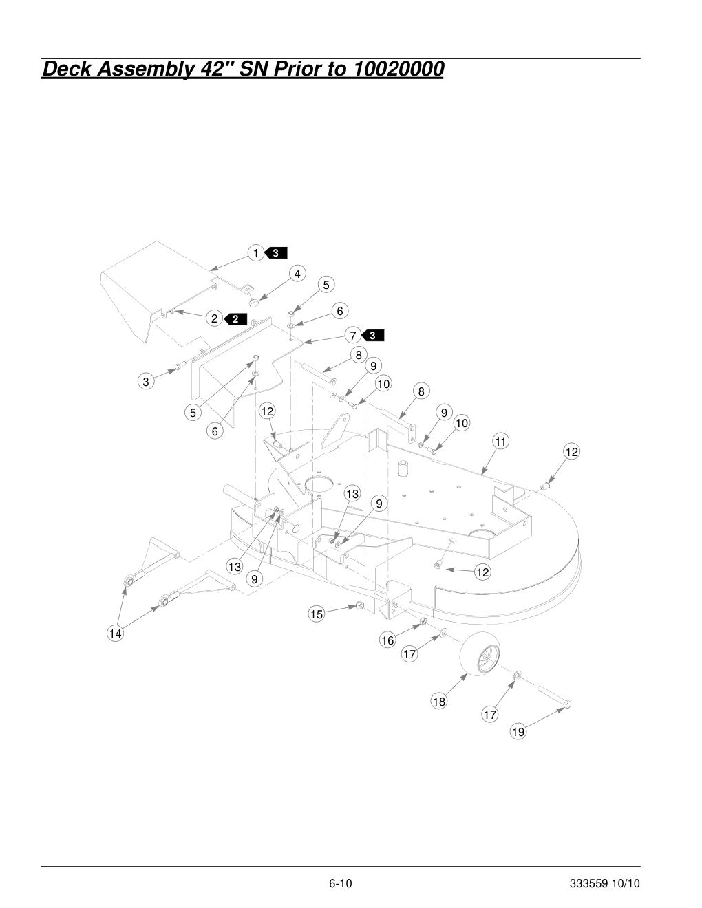 36" & 42" Decks Parts Manual - 333559 - Deck Assembly 42" SN Prior to 10020000 diagram