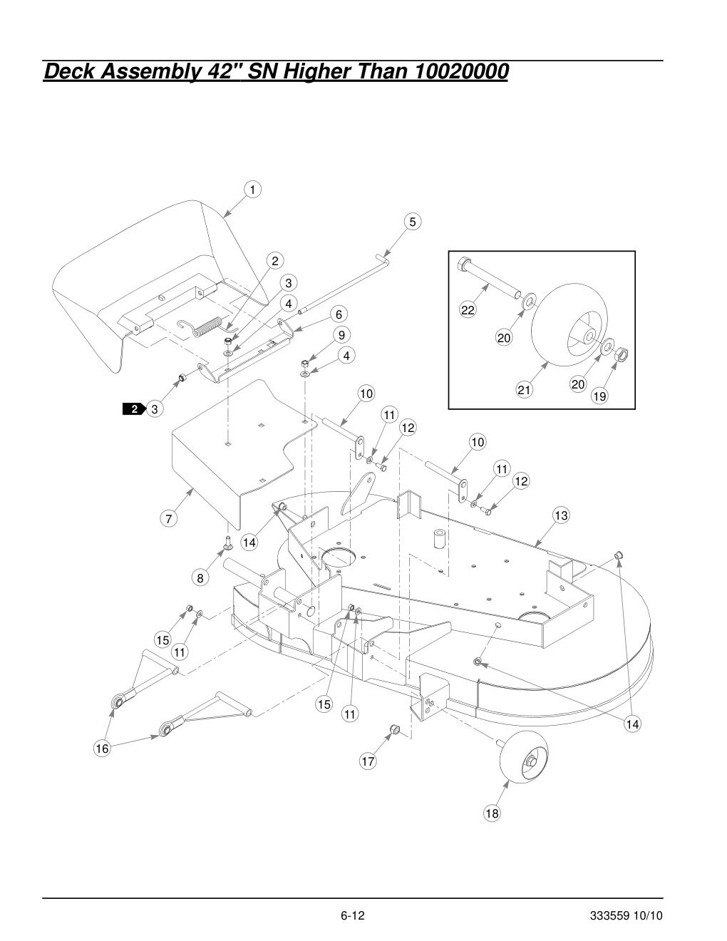 36" & 42" Decks Parts Manual - 333559 - Deck Assembly 42" SN Higher Than 10020000 diagram