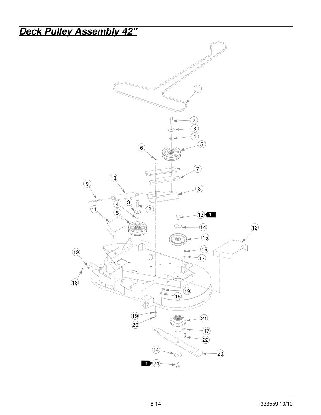36" & 42" Decks Parts Manual - 333559 - Deck Pulley Assembly 42" diagram