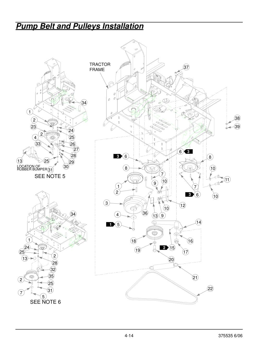 Hustler Z Parts Manual - 375535 - Pump Belt and Pulleys Installation diagram