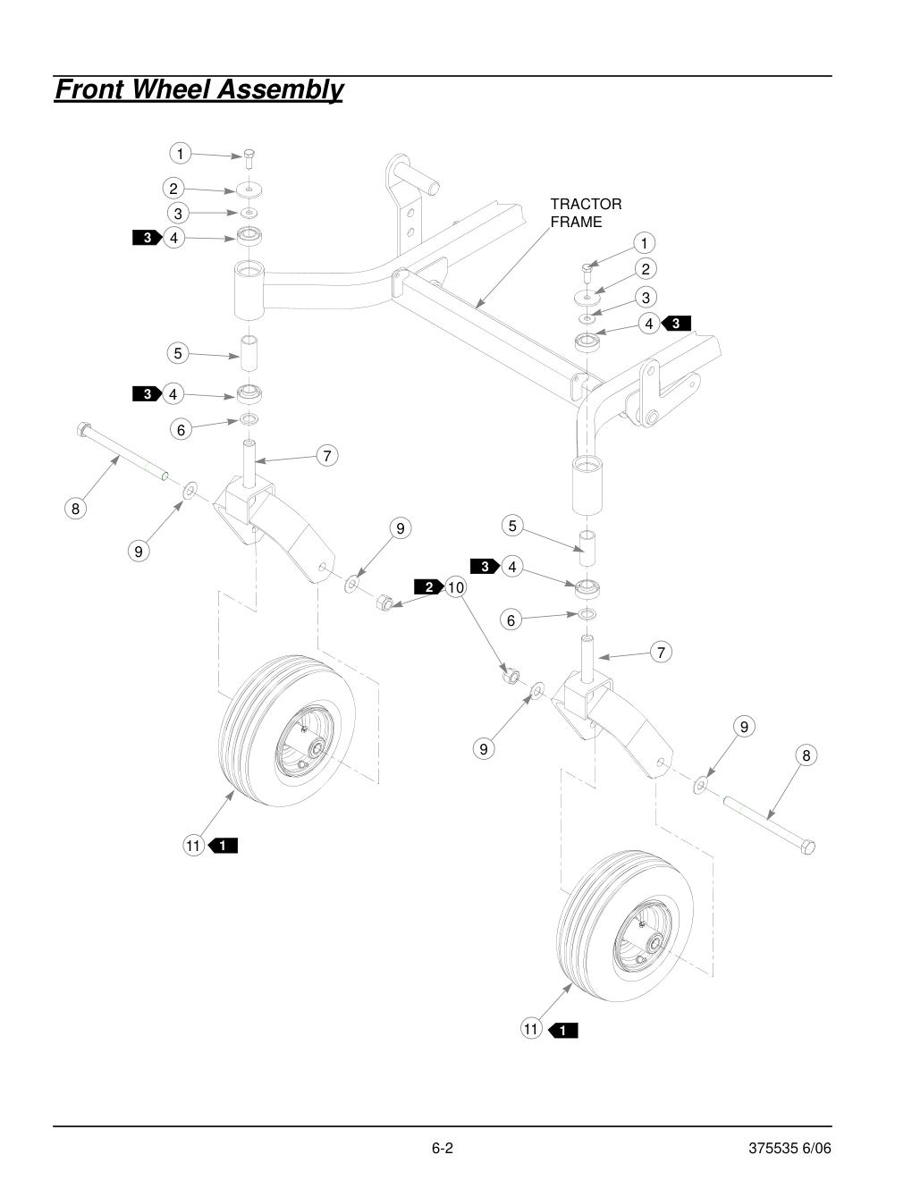 Hustler Z Parts Manual - 375535 - Front Wheel Assembly diagram