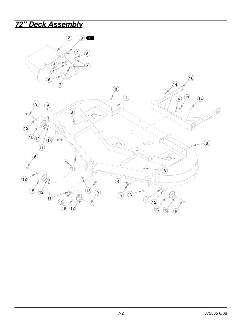 Hustler Z Parts Manual - 375535 - 72" Deck Assembly diagram