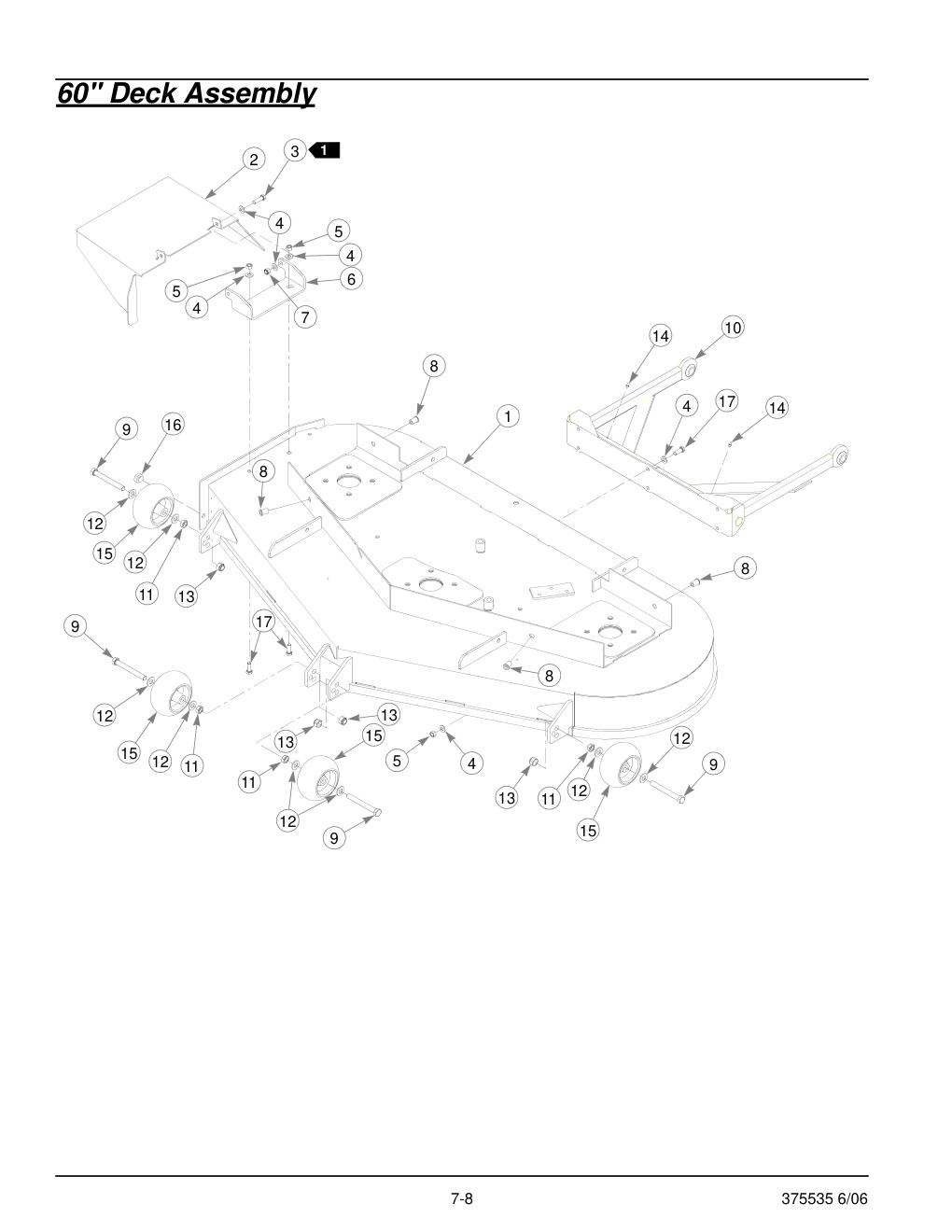 Hustler Z Parts Manual - 375535 - 60" Deck Assembly diagram