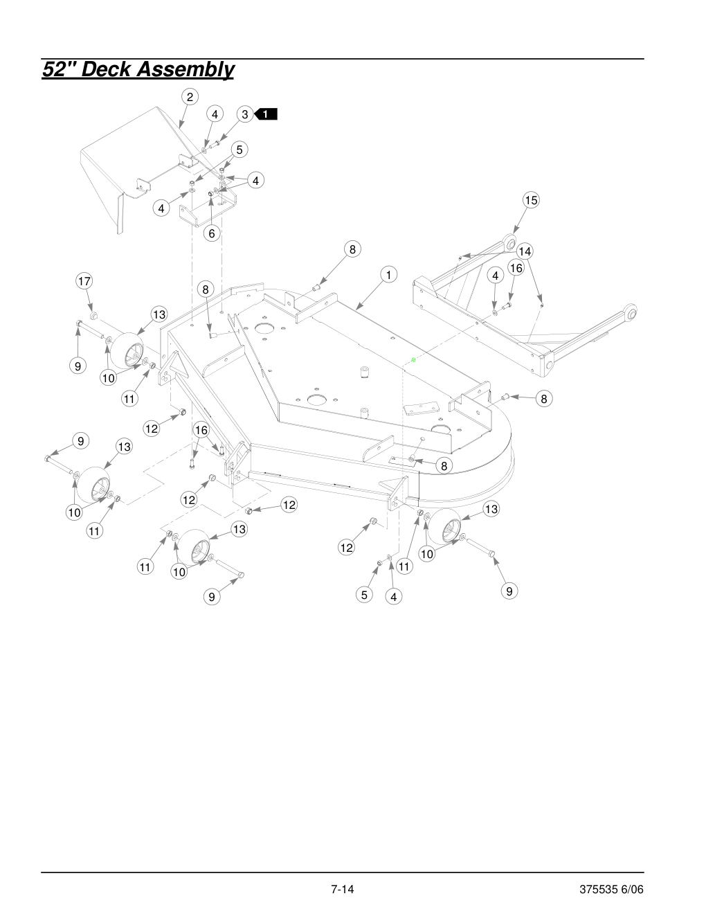 Hustler Z Parts Manual - 375535 - 52" Deck Assembly diagram