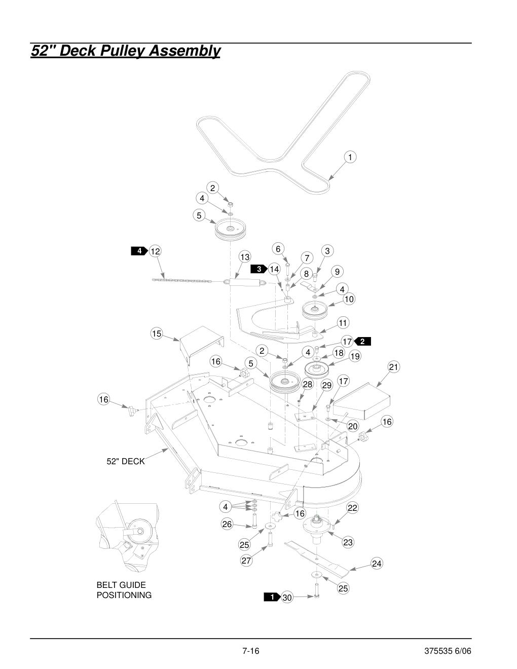 Hustler Z Parts Manual - 375535 - 52" Deck Pulley Assembly diagram