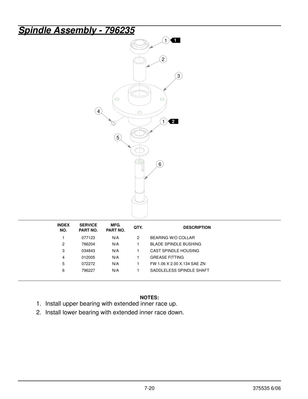 Hustler Z Parts Manual - 375535 - Spindle Assembly - 796235 diagram