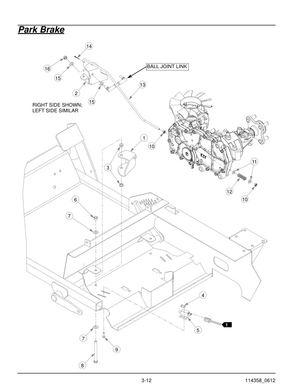 Hustler® Sport Parts Manual - 930198 - Park Brake diagram