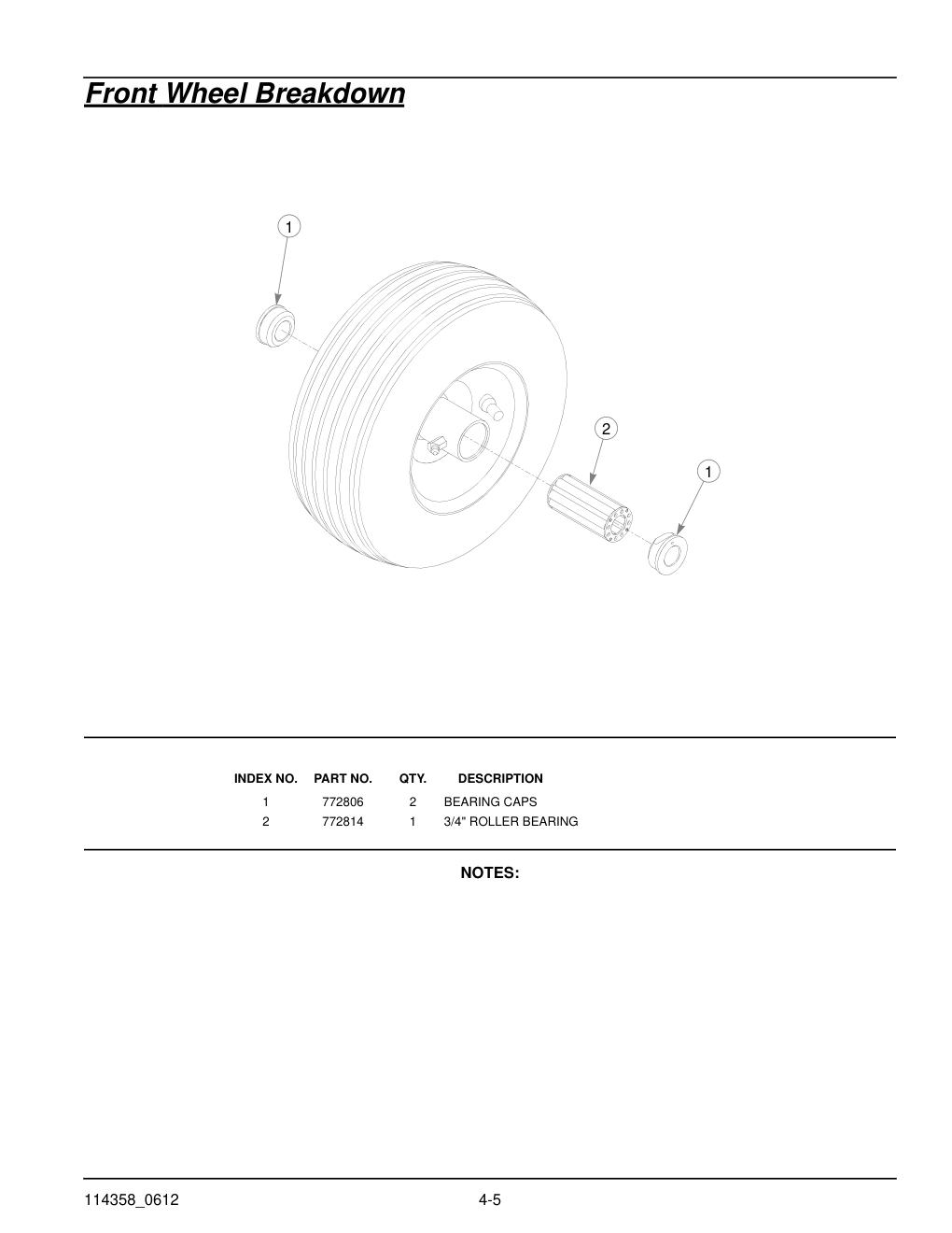 Hustler® Sport Parts Manual - 930198 - Front Wheel Breakdown diagram