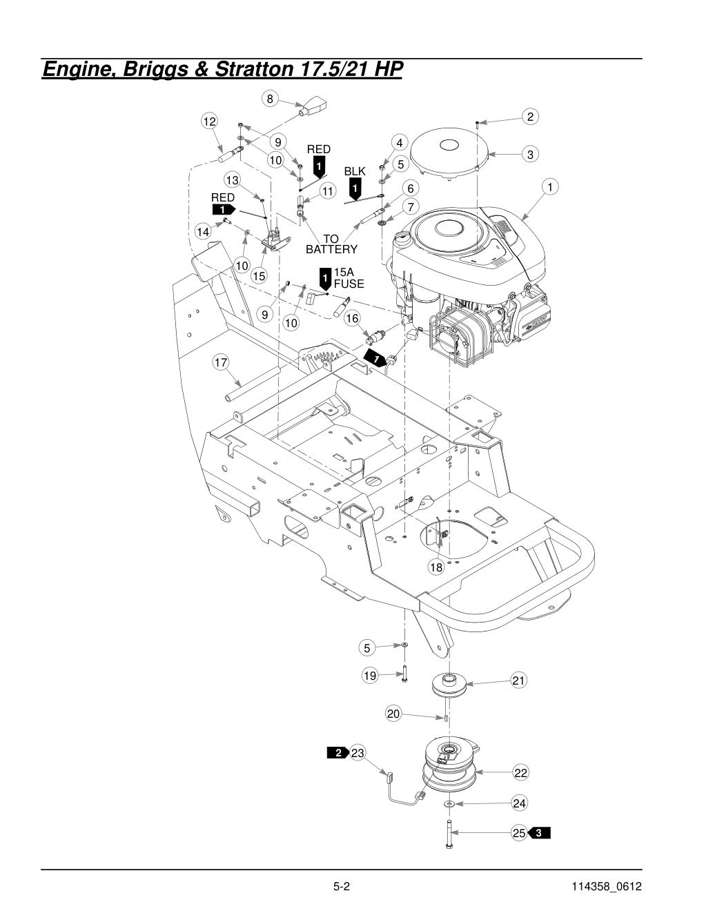 Hustler® Sport Parts Manual - 930198 - Engine, Briggs & Stratton 17.5/21 HP diagram