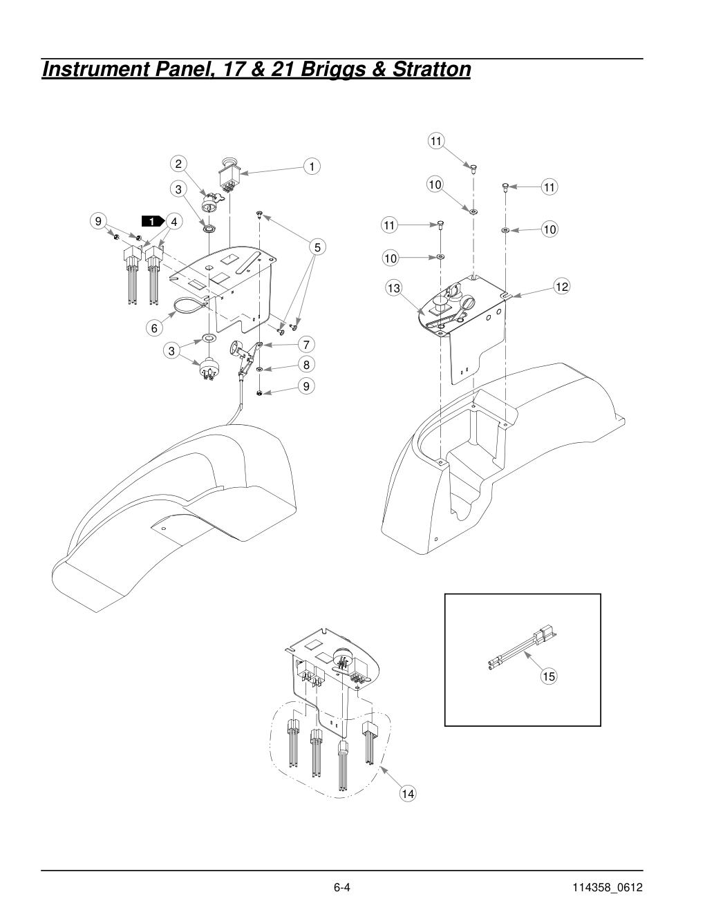 Hustler® Sport Parts Manual - 930198 - Instrument Panel, 17 & 21 Briggs & Stratton diagram