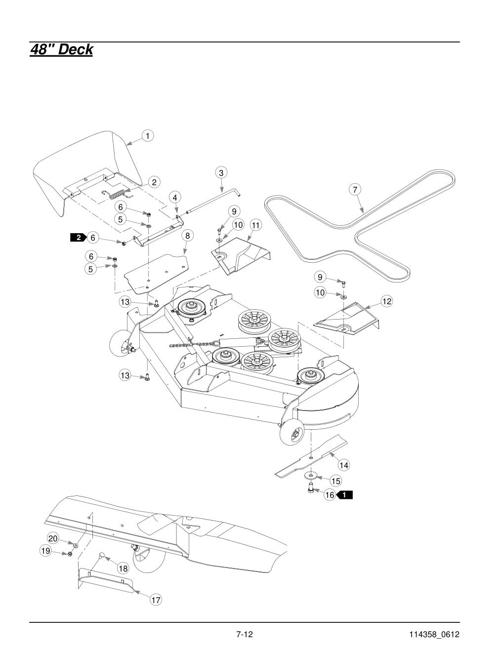 Hustler® Sport Parts Manual - 930198 - 48" Deck diagram